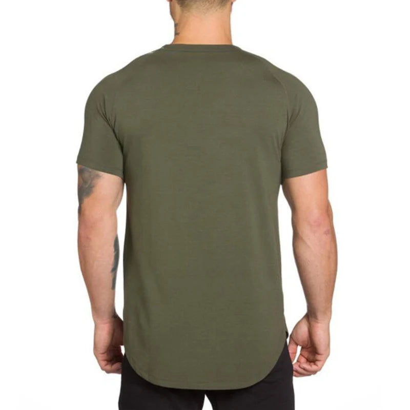 Gym Bodybuilding Workout Muscle Sportswear Mens Casual Short-sleeved Cotton Clothing Summer Fitness Breathable Slim Fit T-Shirts