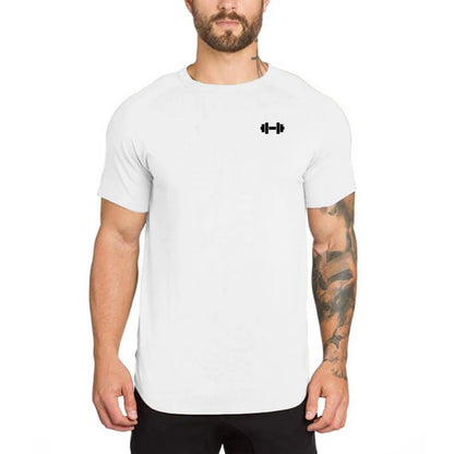 Gym Bodybuilding Workout Muscle Sportswear Mens Casual Short-sleeved Cotton Clothing Summer Fitness Breathable Slim Fit T-Shirts