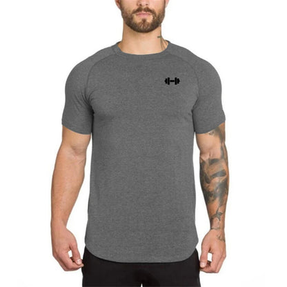 Gym Bodybuilding Workout Muscle Sportswear Mens Casual Short-sleeved Cotton Clothing Summer Fitness Breathable Slim Fit T-Shirts