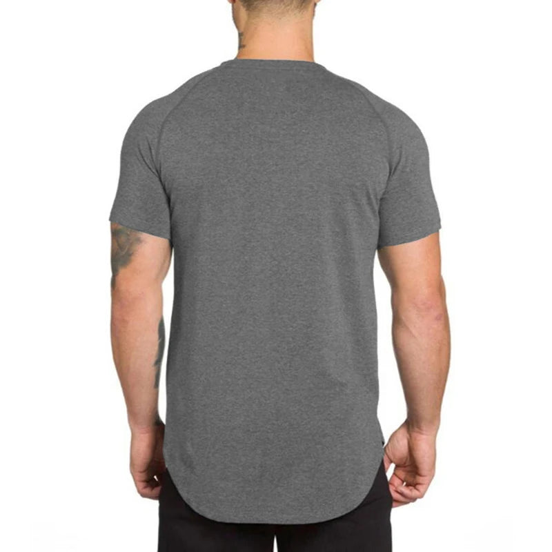 Gym Bodybuilding Workout Muscle Sportswear Mens Casual Short-sleeved Cotton Clothing Summer Fitness Breathable Slim Fit T-Shirts