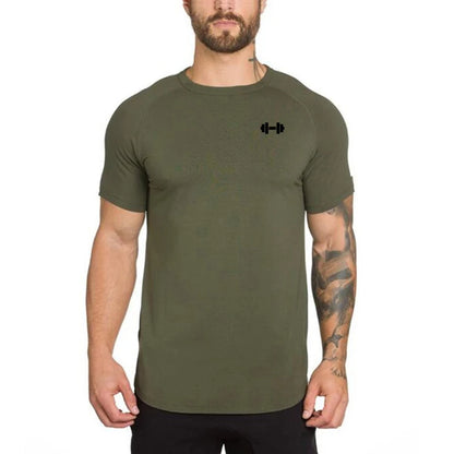 Gym Bodybuilding Workout Muscle Sportswear Mens Casual Short-sleeved Cotton Clothing Summer Fitness Breathable Slim Fit T-Shirts