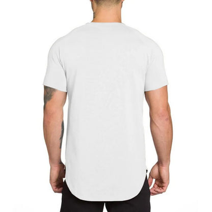 Gym Bodybuilding Workout Muscle Sportswear Mens Casual Short-sleeved Cotton Clothing Summer Fitness Breathable Slim Fit T-Shirts